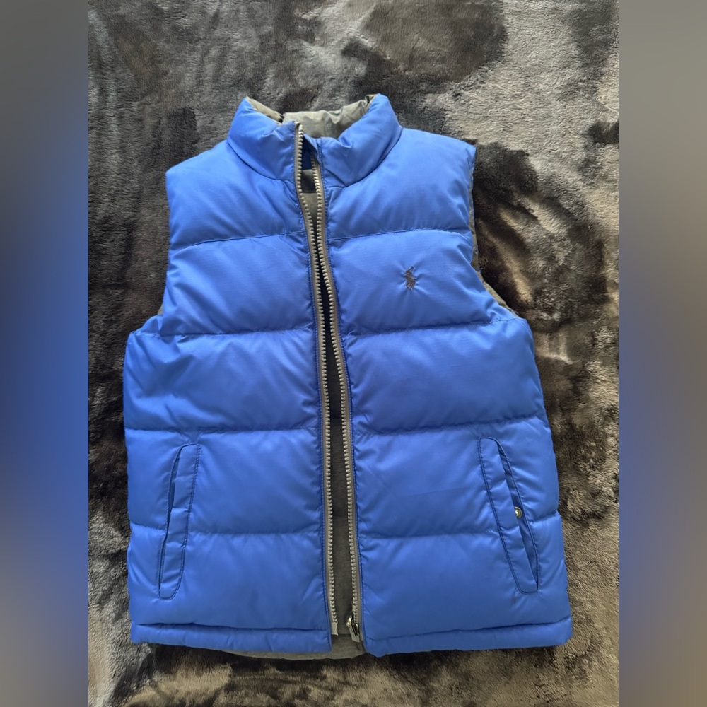 Polo by Ralph Lauren reversible blue and Charcoal gray Puffer Vest - kids